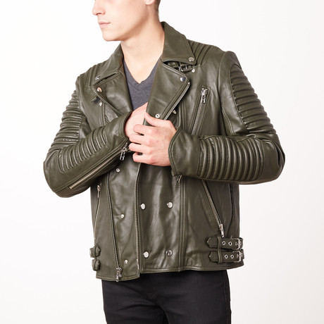 Mason + Cooper // Moto Leather Jacket // Green (S)