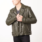 Mason + Cooper // Moto Leather Jacket // Green (2XL)