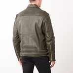 Mason + Cooper // Moto Leather Jacket // Green (L)