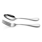 Table Serving Spoon + Fork Set // Set of 6 // Silver