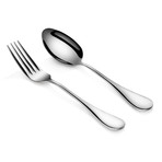 Table Serving Spoon + Fork Set // Set of 6 // Silver