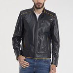 Alexander Leather Jacket // Navy Blue (3XL)