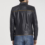 Alexander Leather Jacket // Navy Blue (3XL)