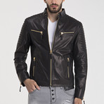 Trent Leather Jacket // Black + Gold (2XL)