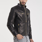 Trent Leather Jacket // Black + Gold (2XL)