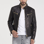 Trent Leather Jacket // Black + Gold (L)