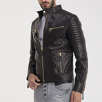 Trent Leather Jacket // Black + Gold (S)