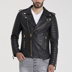 Brandon Leather Jacket // Black + Gold (L)