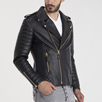 Brandon Leather Jacket // Black + Gold (S)