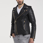 Brandon Leather Jacket // Black + Gold (L)