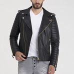 Brandon Leather Jacket // Black + Gold (3XL)