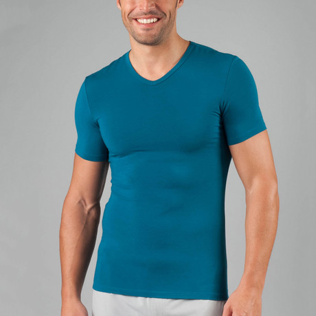 V-Neck T-Shirt // Mid Blue (S)