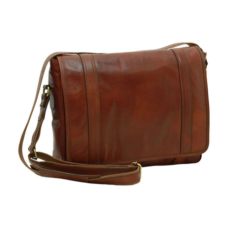 Florentine Collection // Soft Calfskin Leather Messenger Bag (Black)