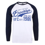 Long-Sleeve Baseball Tee // White + Navy (M)