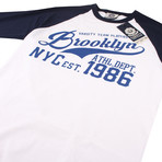 Long-Sleeve Baseball Tee // White + Navy (M)