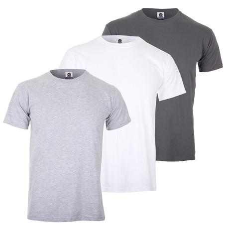 Tee Shirt Bundle // Charcoal + White + Grey // Pack of 3 (S)