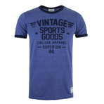 Ringer Tee // Heather Blue + Navy (M)