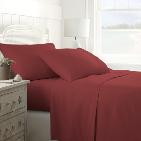 Hotel Collection // Premium Ultra Soft 4 Piece Bed Sheet Set // Burgundy (Twin)