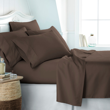 Hotel Collection // Premium Ultra Soft 6 Piece Bed Sheet Set // Chocolate (Twin)