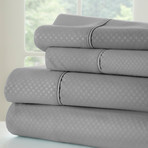 Hotel Collection // Luxury Soft Checkered 4 Piece Bed Sheet Set // Gray (Twin)