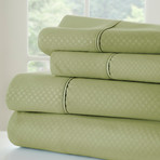 Hotel Collection // Luxury Soft Checkered 4 Piece Bed Sheet Set // Sage (Full)