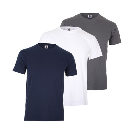 Tee Shirt Bundle // Navy + White + Charcoal // Pack of 3 (S)