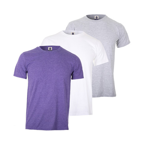Tee Shirt Bundle // Heather Purple + Grey + White // Pack of 3 (S)
