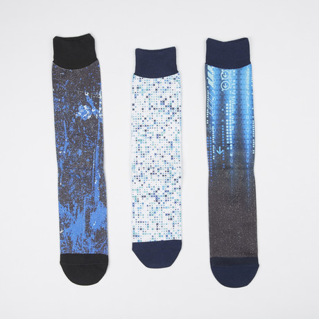 Socks // Pack of 3 // Blue Splatter