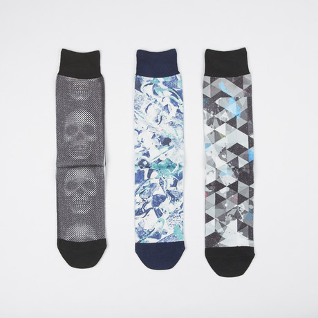 Socks // Pack of 3 // Graphic Blue