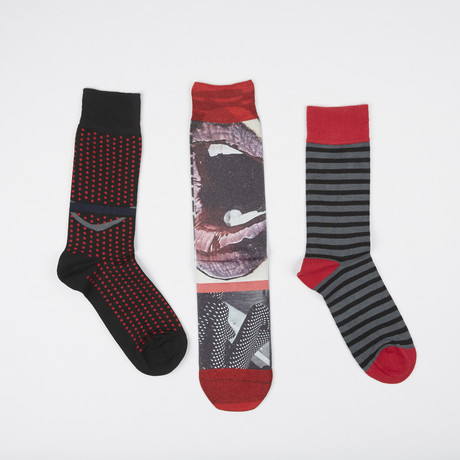 Socks // Pack of 3 // Graphic Red