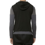 Raw-Edge Tank Hoodie // Black (M)