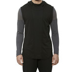 Raw-Edge Tank Hoodie // Black (M)