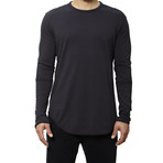 Raw-Edge Long-Sleeve Tee // Grey (S)