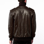 Leather Safari Bomber Jacket // Brown (XL)