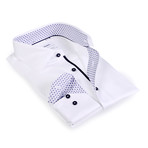 Button-Up Shirt // White + Navy Trim (M)