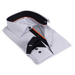 Snowflake Contrast Collar Button-Up Shirt // Black + White (L)
