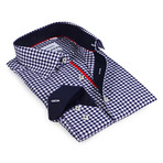 Gingham Button-Up Shirt // Navy (L)