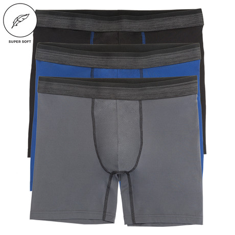 SuperSoft Boxer Brief // Black + Blue // Pack of 3 (S)