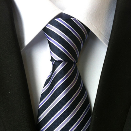 Handmade Tie // Royal Blue + Grey Stripe