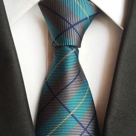 Handmade tie // Grey + Blue Stripe
