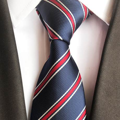 Handmade Tie // Navy + Red Stripe