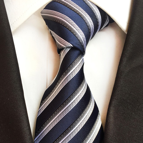 Handmade Tie // Navy + Grey Cross Stripe