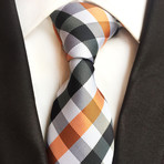 Handmade Silk Tie // Orange + Black Checkered