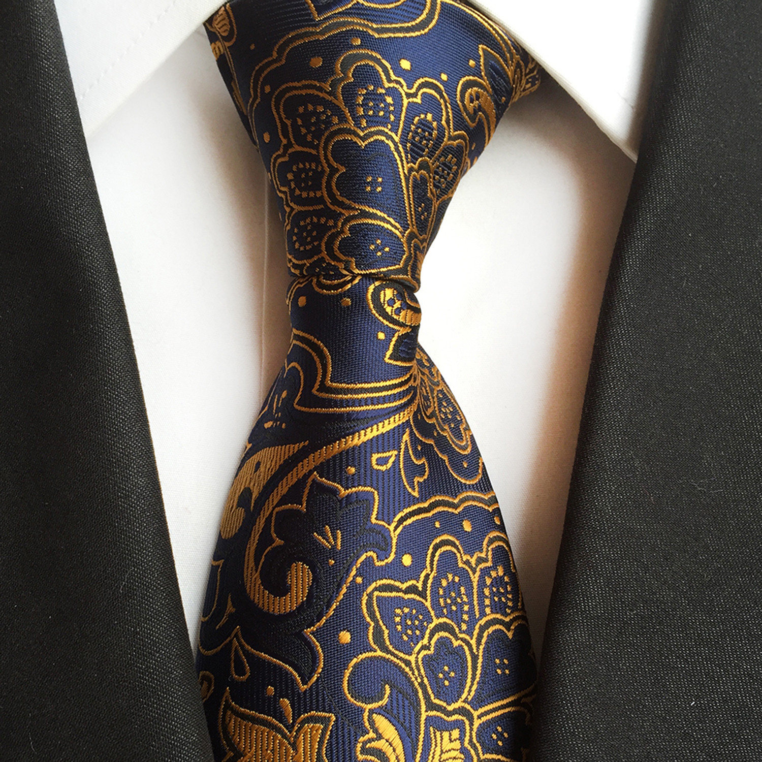 Handmade Tie // Navy + Gold Paisley - Blanc - Touch of Modern