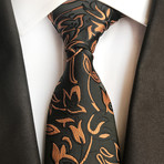 Handmade Tie // Black + Copper Leaf