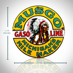 Musgo Gasoline-Indian Chief // Original Vintage Gas Pump Sign