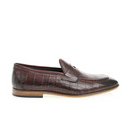 Pointed Crocodile Embossed Penny Loafer // Claret Red (Euro: 43)