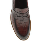 Crocodile Embossed Penny Loafer // Claret Red (Euro: 40)