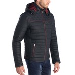 Whiff Leather Jacket // Navy (XL)