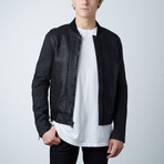 Leather Bomber W/ Waxed Canvas Sleeves // Black (S)